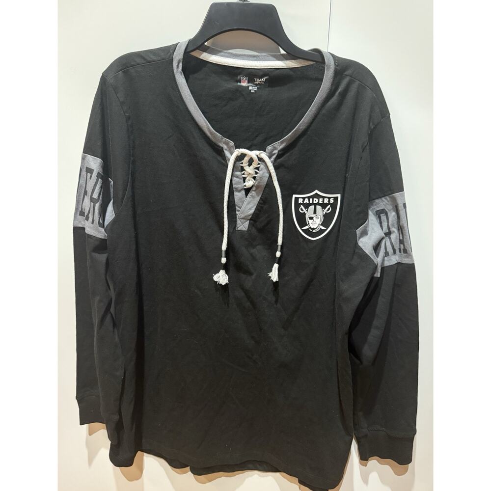 Women's NFL Las Vegas Raiders Football Lace Up Shirt, Plus Size 2x